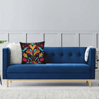Otomi Floral Embroidered Velvet Pillow Cover - Pillow Bay
