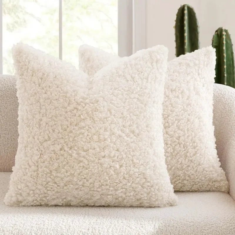 Plush Lamb Fleece Teddy Pillow Cover - Pillow Bay