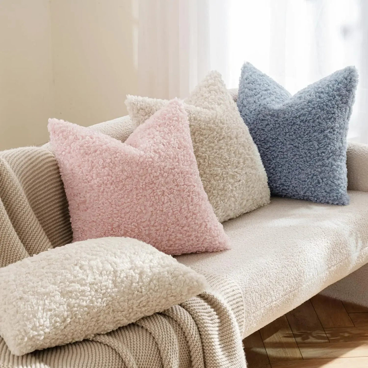Plush Lamb Fleece Teddy Pillow Cover - Pillow Bay