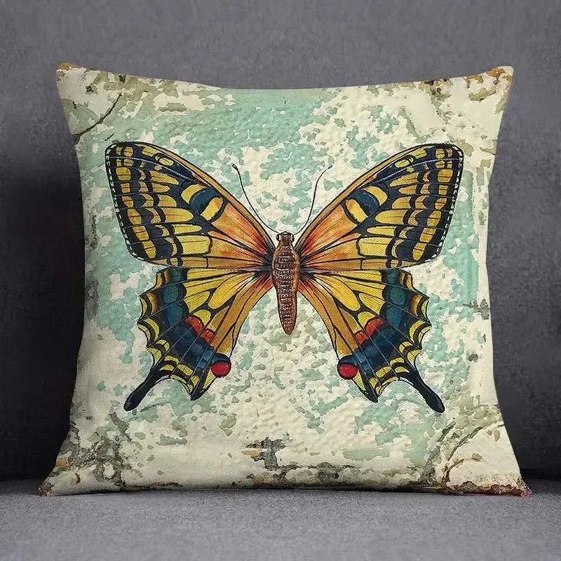 Purple Butterfly Floral Pillow Cover - Pillow Bay