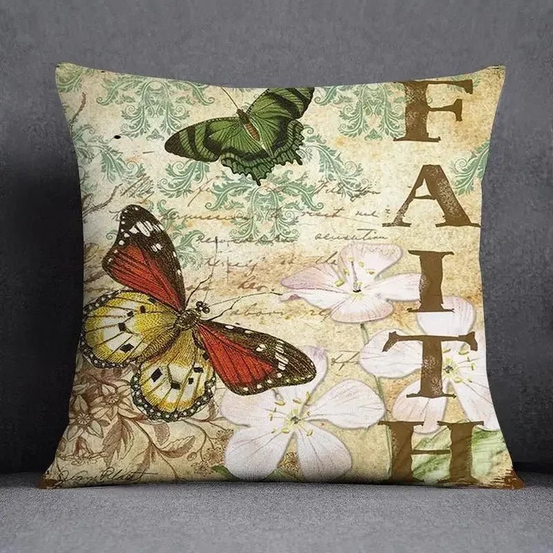 Purple Butterfly Floral Pillow Cover - Pillow Bay