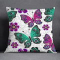 Purple Butterfly Floral Pillow Cover - Pillow Bay