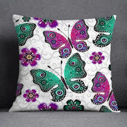 Purple Butterfly Floral Pillow Cover - Pillow Bay – image 1