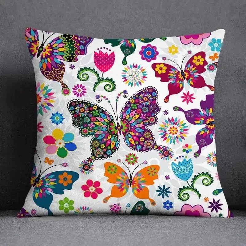 Purple Butterfly Floral Pillow Cover - Pillow Bay