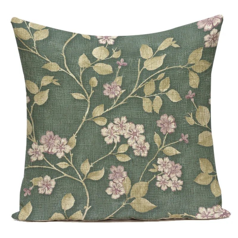 Red Flower Leaf Cushion Cover - Pillow Bay