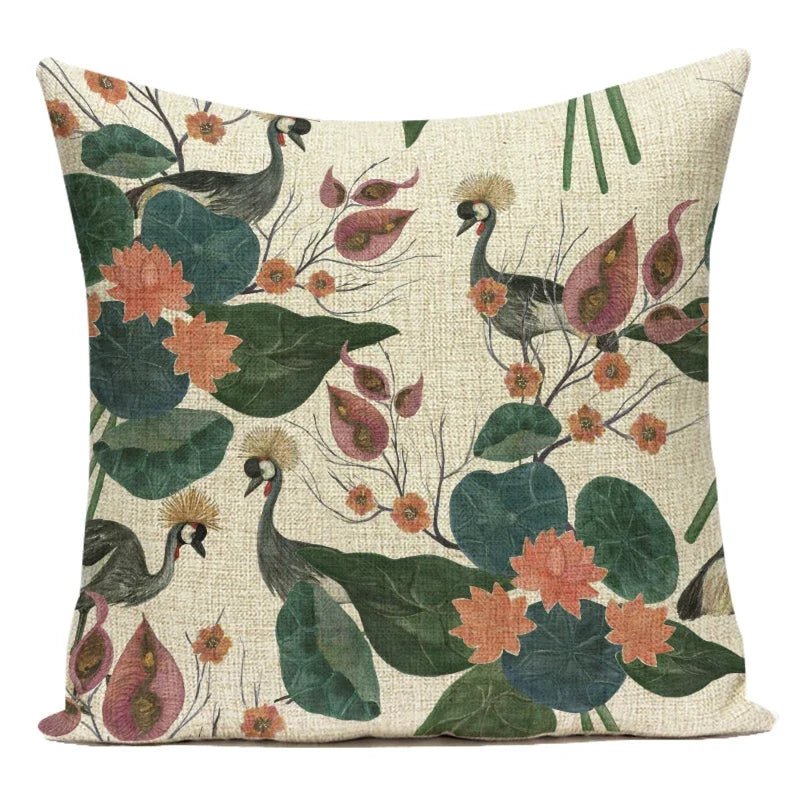Red Flower Leaf Cushion Cover - Pillow Bay