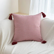 Red Striped Tassel Pillow Cover - Pillow Bay – image 2