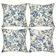 Retro Blue Floral Bird Pillow Cover - Pillow Bay – image 2
