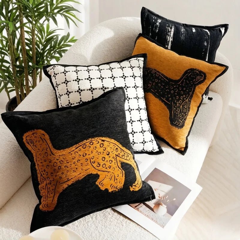 Retro Brown Leopard Throw Pillow Cover - Pillow Bay