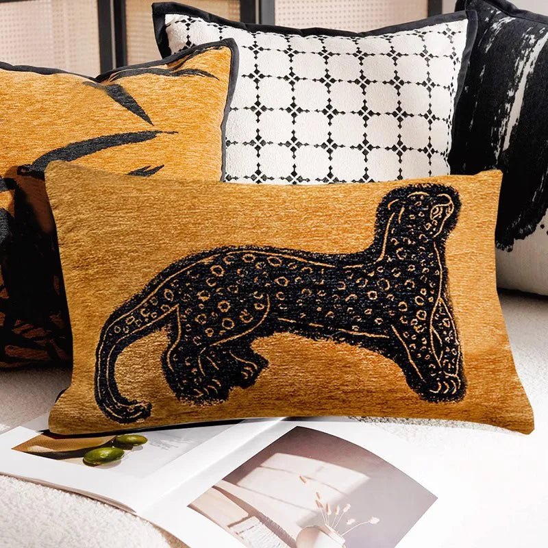 Retro Brown Leopard Throw Pillow Cover - Pillow Bay