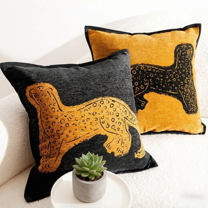 Retro Brown Leopard Throw Pillow Cover - Pillow Bay