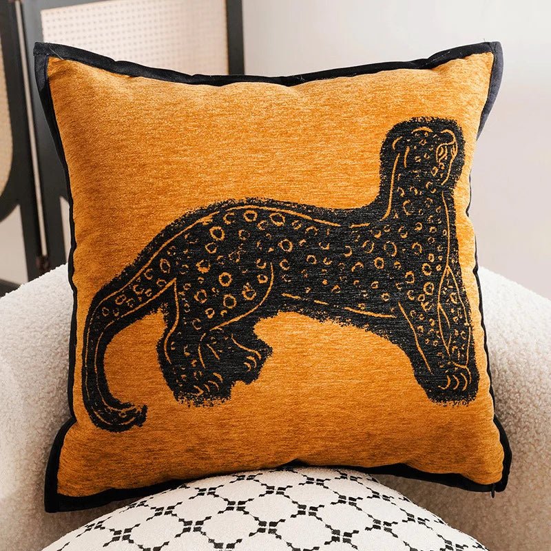 Retro Brown Leopard Throw Pillow Cover - Pillow Bay