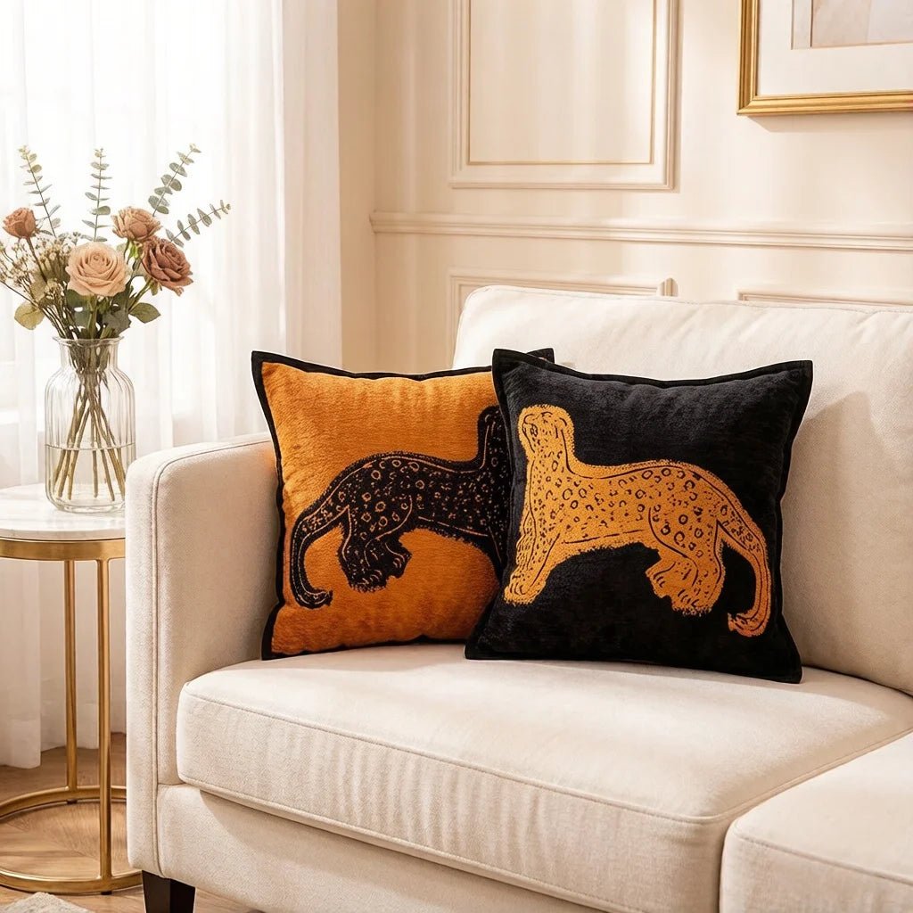 Retro Brown Leopard Throw Pillow Cover - Pillow Bay