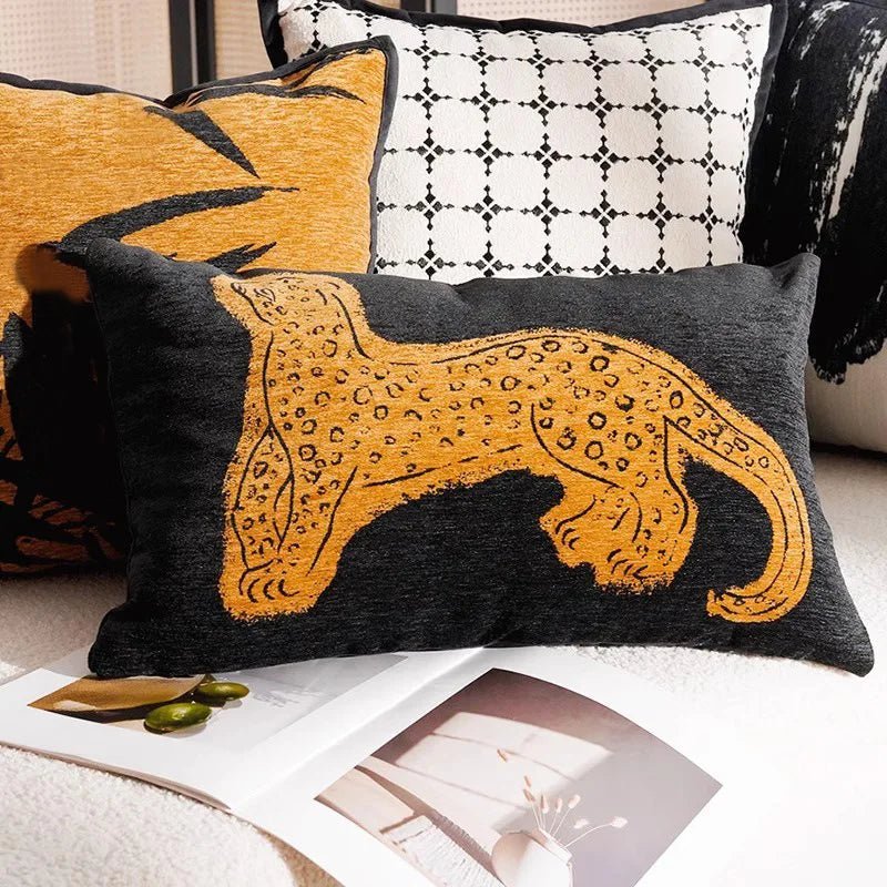Retro Brown Leopard Throw Pillow Cover - Pillow Bay