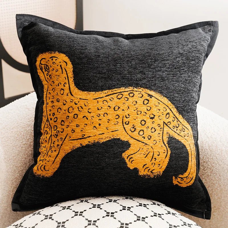 Retro Brown Leopard Throw Pillow Cover - Pillow Bay