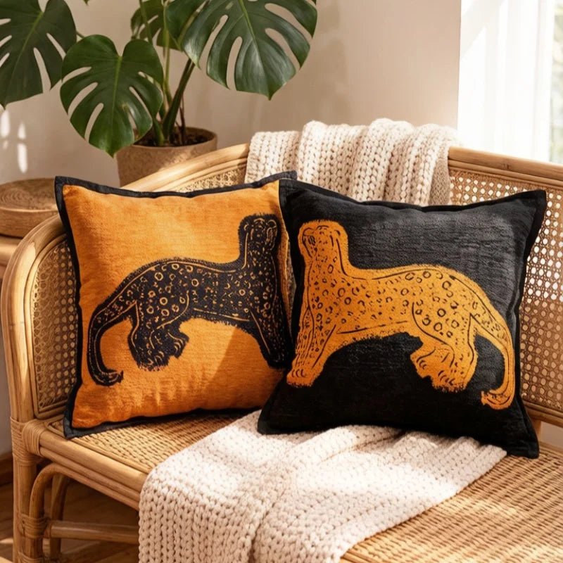 Retro Brown Leopard Throw Pillow Cover - Pillow Bay