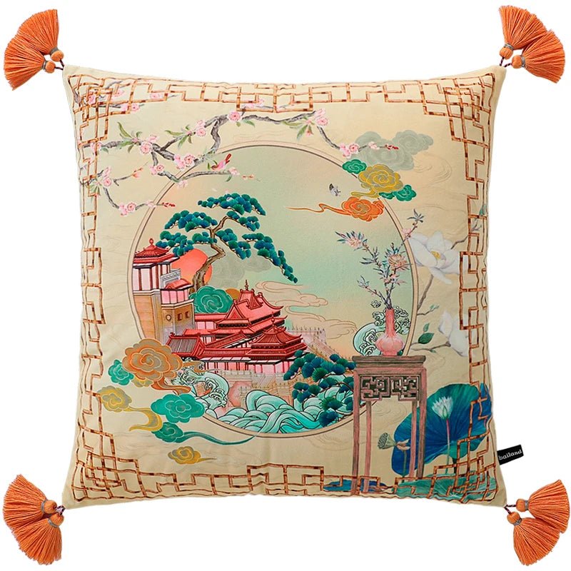 Retro Chinese Velvet Pillow Cover - Pillow Bay