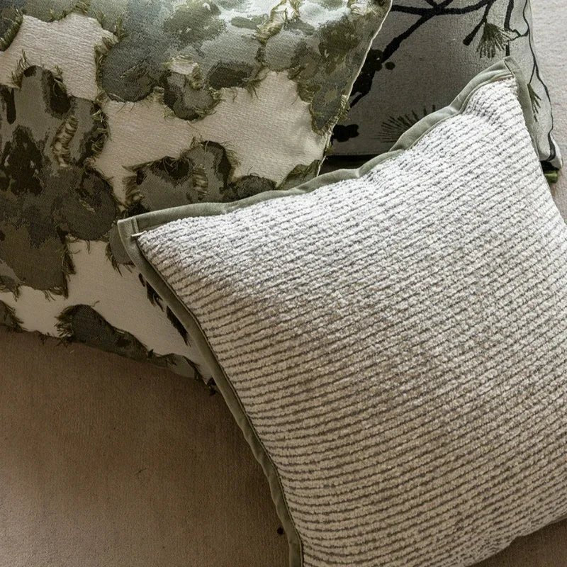 Retro Green Plant Jacquard Pillow Cover - Pillow Bay
