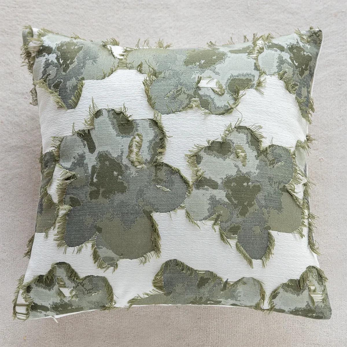 Retro Green Plant Jacquard Pillow Cover - Pillow Bay