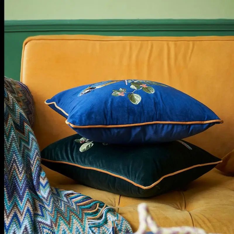 Retro Parrot Embroidered Pillow Cover - Pillow Bay