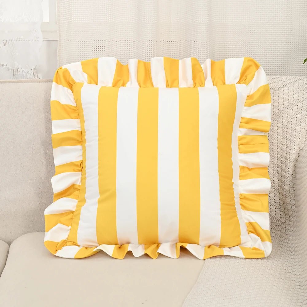 Striped Lace Velvet Pillow Cover - Pillow Bay