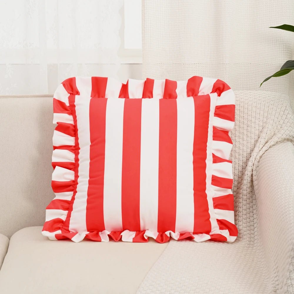 Striped Lace Velvet Pillow Cover - Pillow Bay