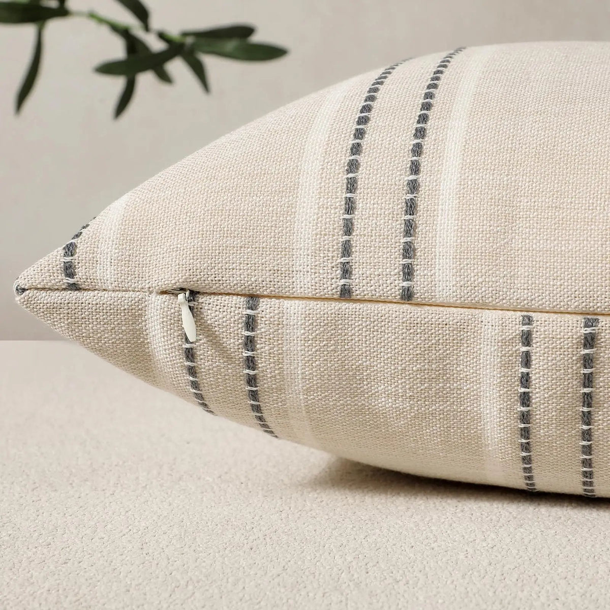 Striped Linen Throw Pillow Covers Set - Pillow Bay