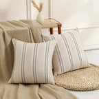 Striped Linen Throw Pillow Covers Set - Pillow Bay