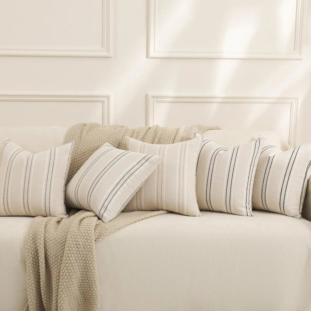 Striped Linen Throw Pillow Covers Set - Pillow Bay