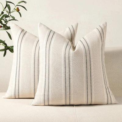 Striped Linen Throw Pillow Covers Set - Pillow Bay
