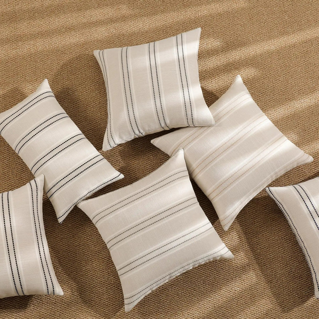 Striped Linen Throw Pillow Covers Set - Pillow Bay