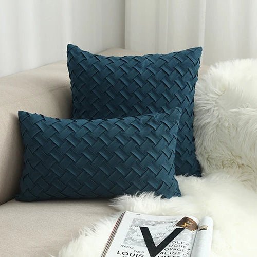 Suede Blue Velvet Cushion Cover - Pillow Bay