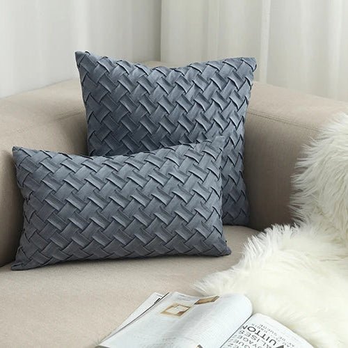 Suede Blue Velvet Cushion Cover - Pillow Bay