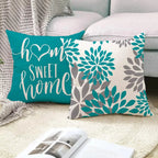 Teal Hexagram Outdoor Pillow Cover - Pillow Bay
