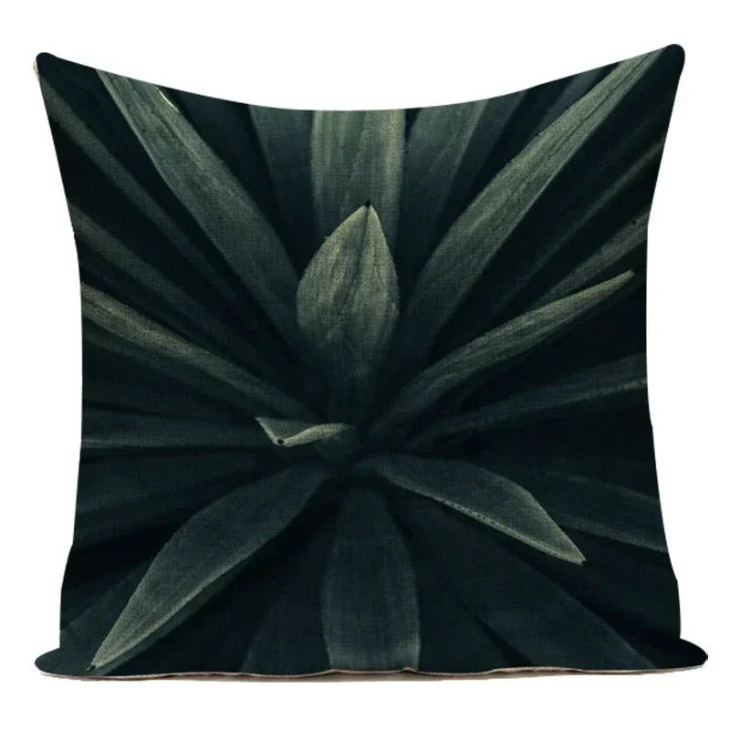 Tropical Green Leaves Pillow Cover - Pillow Bay