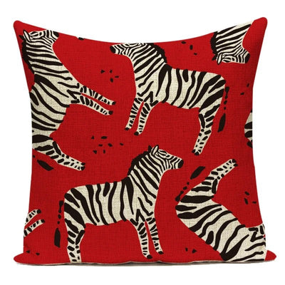 Tropical Zebra Leaf Print Decorative Throw Pillow Cover - Pillow Bay