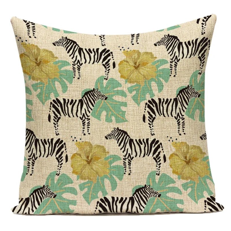 Tropical Zebra Leaf Print Decorative Throw Pillow Cover - Pillow Bay