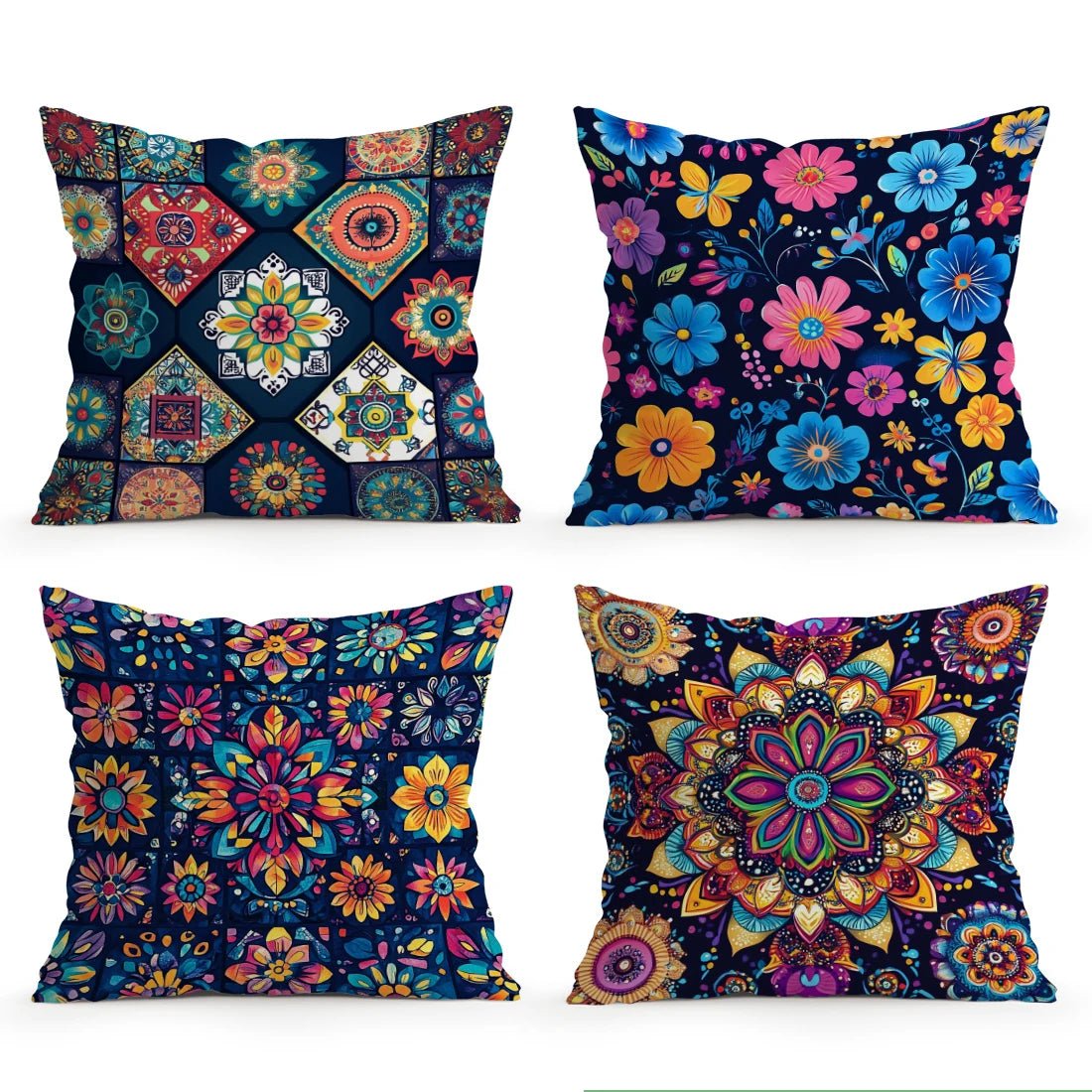 Vibrant Floral Polyester Pillow Cover - Pillow Bay