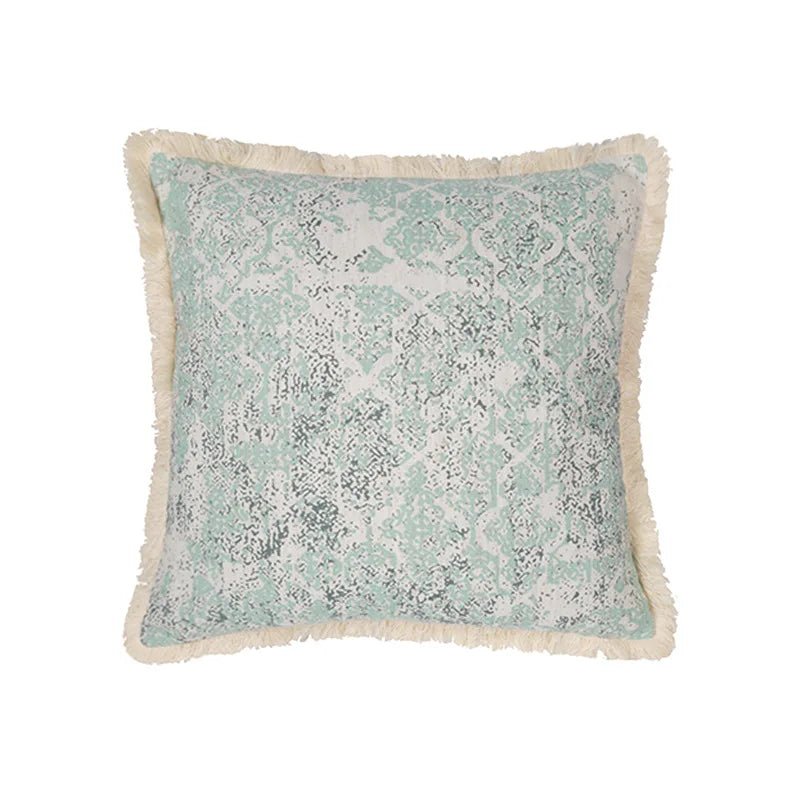 Vintage Blue Green Tassel Pillow Cover - Pillow Bay
