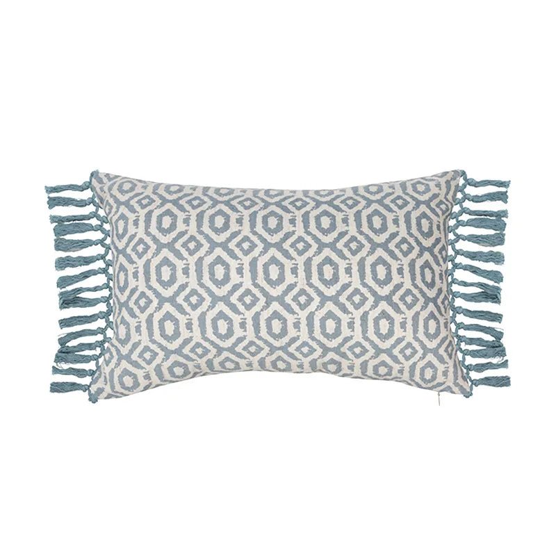 Vintage Blue Green Tassel Pillow Cover - Pillow Bay