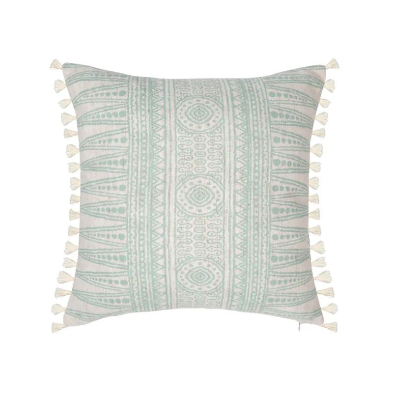 Vintage Blue Green Tassel Pillow Cover - Pillow Bay