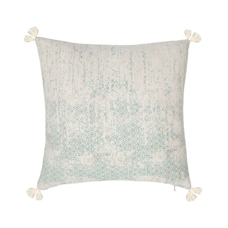 Vintage Blue Green Tassel Pillow Cover - Pillow Bay