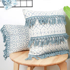Vintage Blue Green Tassel Pillow Cover - Pillow Bay