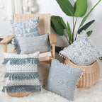 Vintage Blue Green Tassel Pillow Cover - Pillow Bay