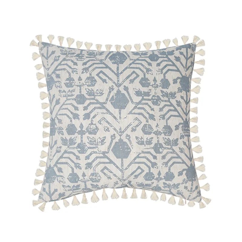 Vintage Blue Green Tassel Pillow Cover - Pillow Bay