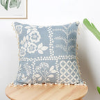 Vintage Blue Green Tassel Pillow Cover - Pillow Bay