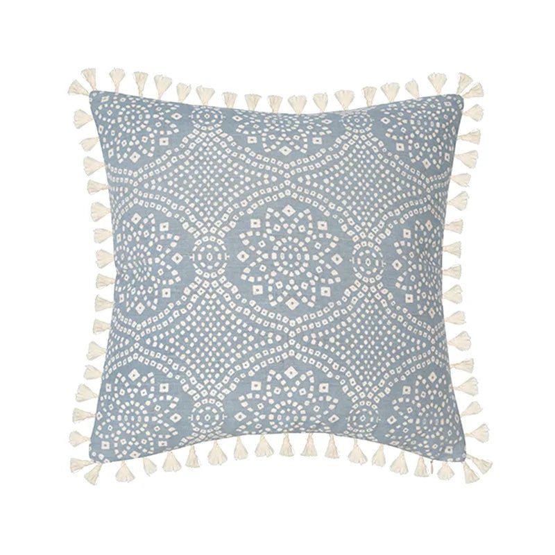 Vintage Blue Green Tassel Pillow Cover - Pillow Bay