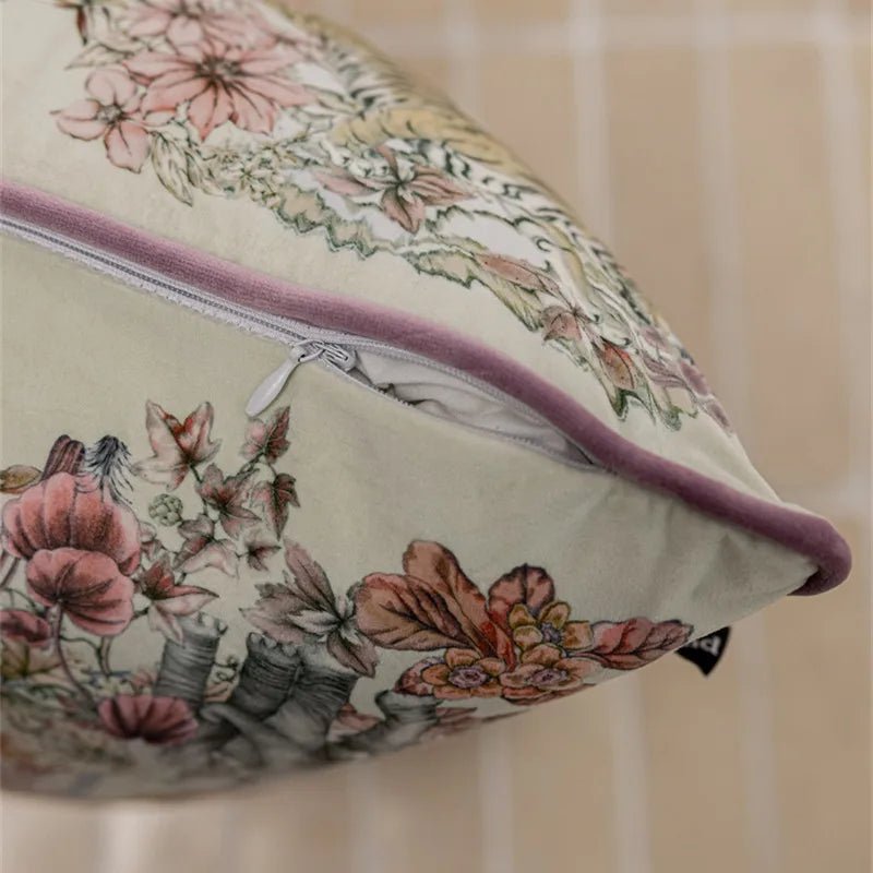 Vintage Floral Velvet Pillow Cover - Pillow Bay
