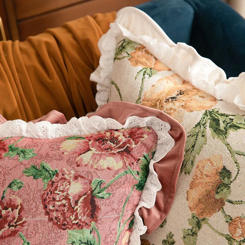 Vintage Jacquard Floral Pillow Cover - Pillow Bay