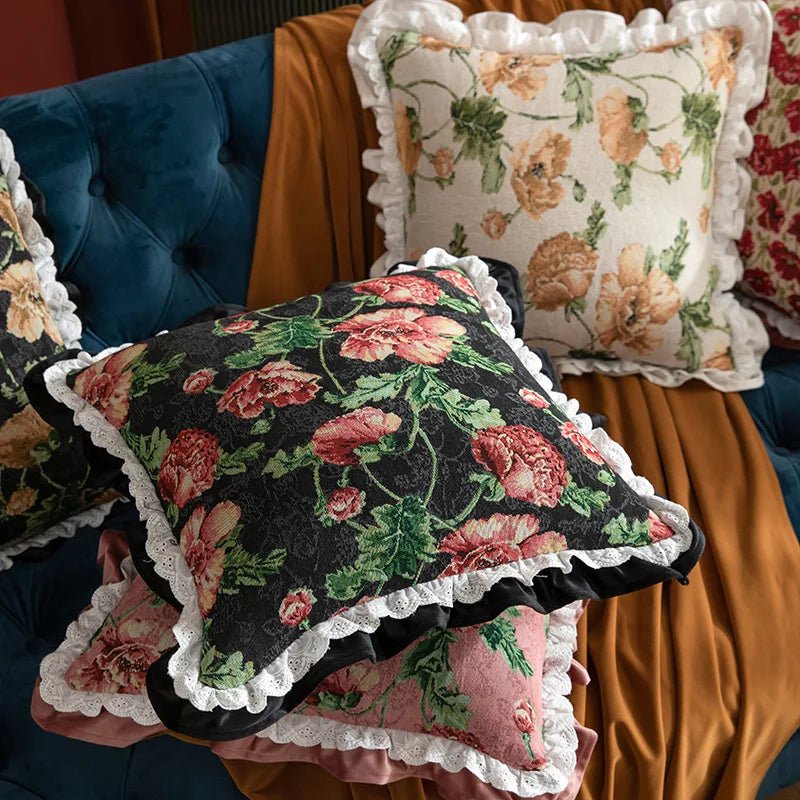 Vintage Jacquard Floral Pillow Cover - Pillow Bay